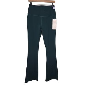 Bloom Seasons Womens Green Flare Leg Athleisure Workout Pants Size Large